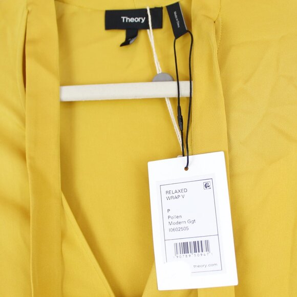 NWT Theory Silk Wrap Tie V-neck Top Blouse | Workwear to Weekend Chic - Picture 5 of 15